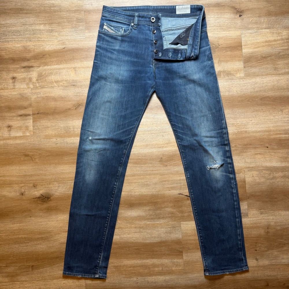 Diesel Buster Jeans Mens 28x32 Blue Slim Tapered Stretch Denim‎ Distressed 0607A